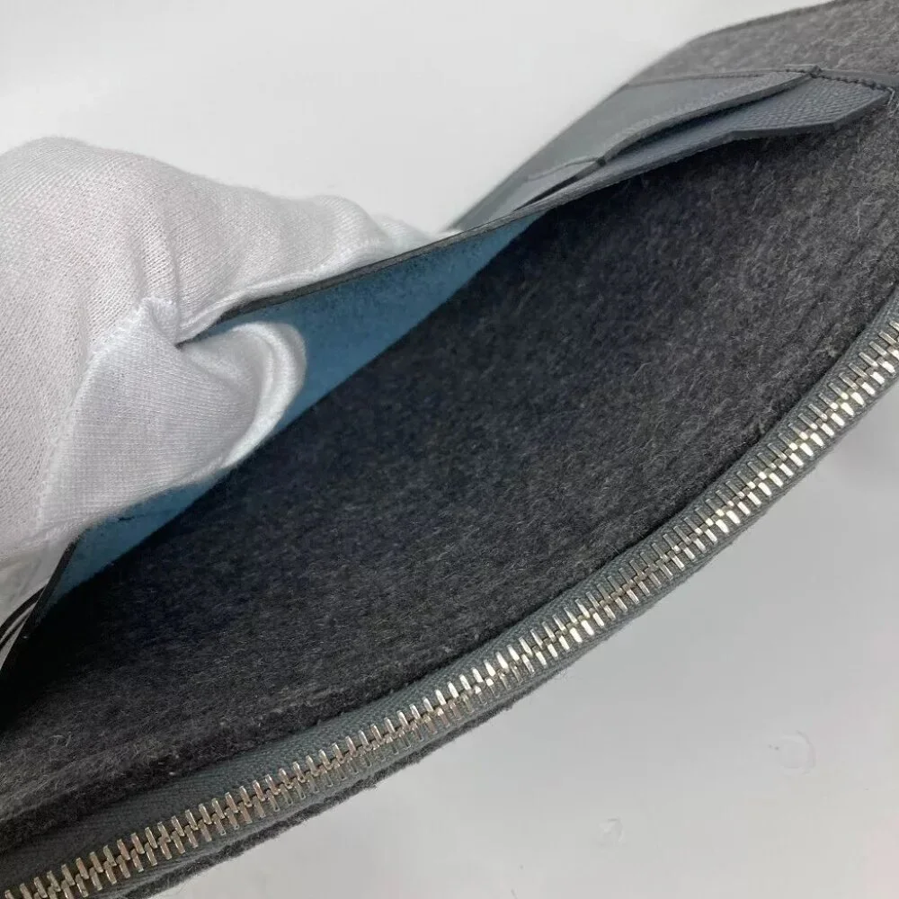 HERMES To Doo 29 Bag Pouch Bicolor Clutch bag felt / Leather gray/Navy - Picture 5 of 12